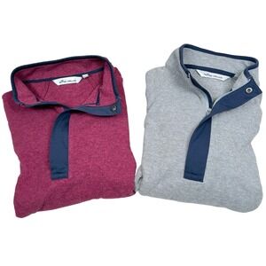 Peter Millar Women's Lot 2 Gray Pink Fleece 1/4 Snap Zip Pullover Sweater Size S